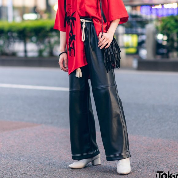 Zara Pants - Zara High Waist Contrast Stitch Faux Leather Pants